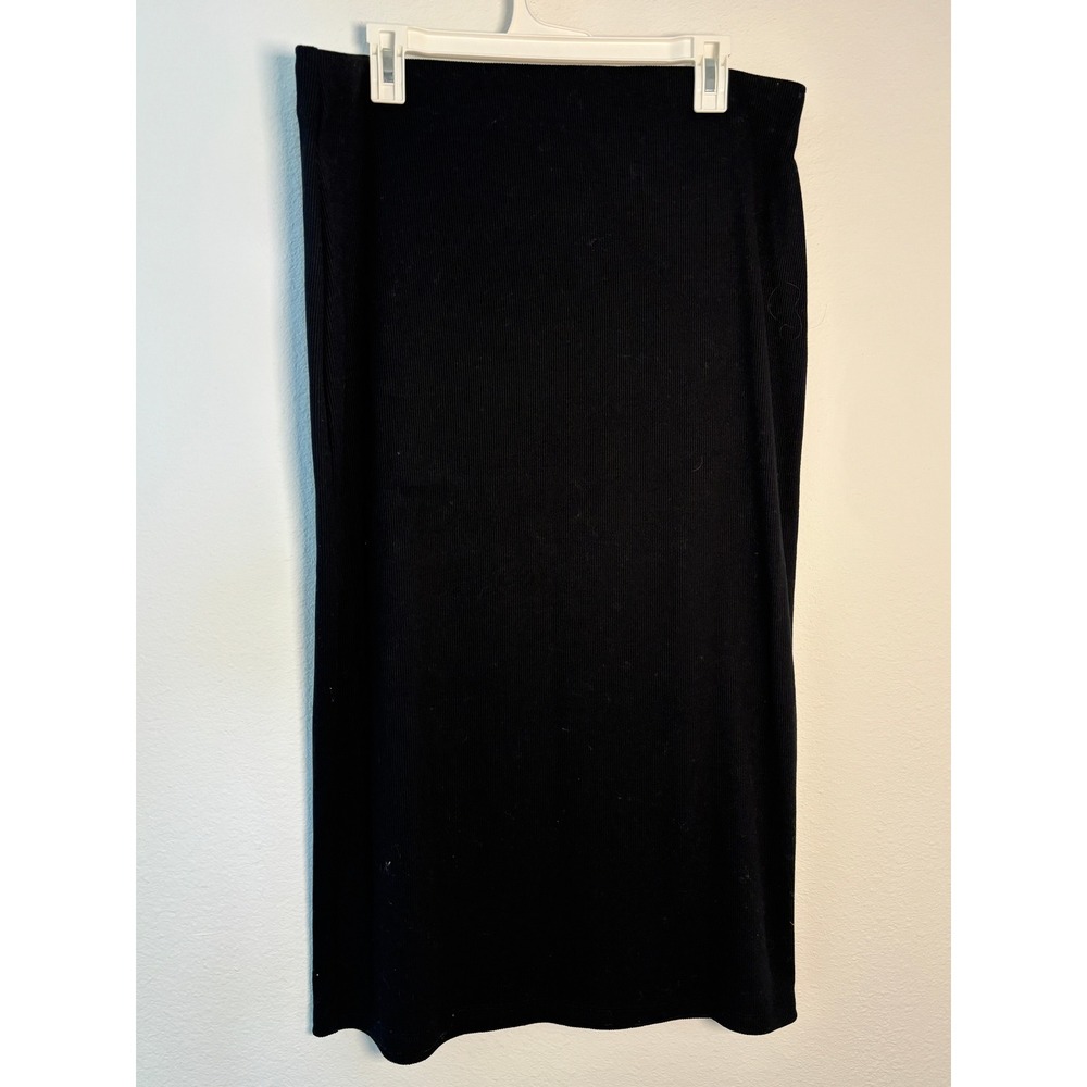 Serena Williams Signature Statement Black Ribbed Knit Pencil Midi Skirt XL
